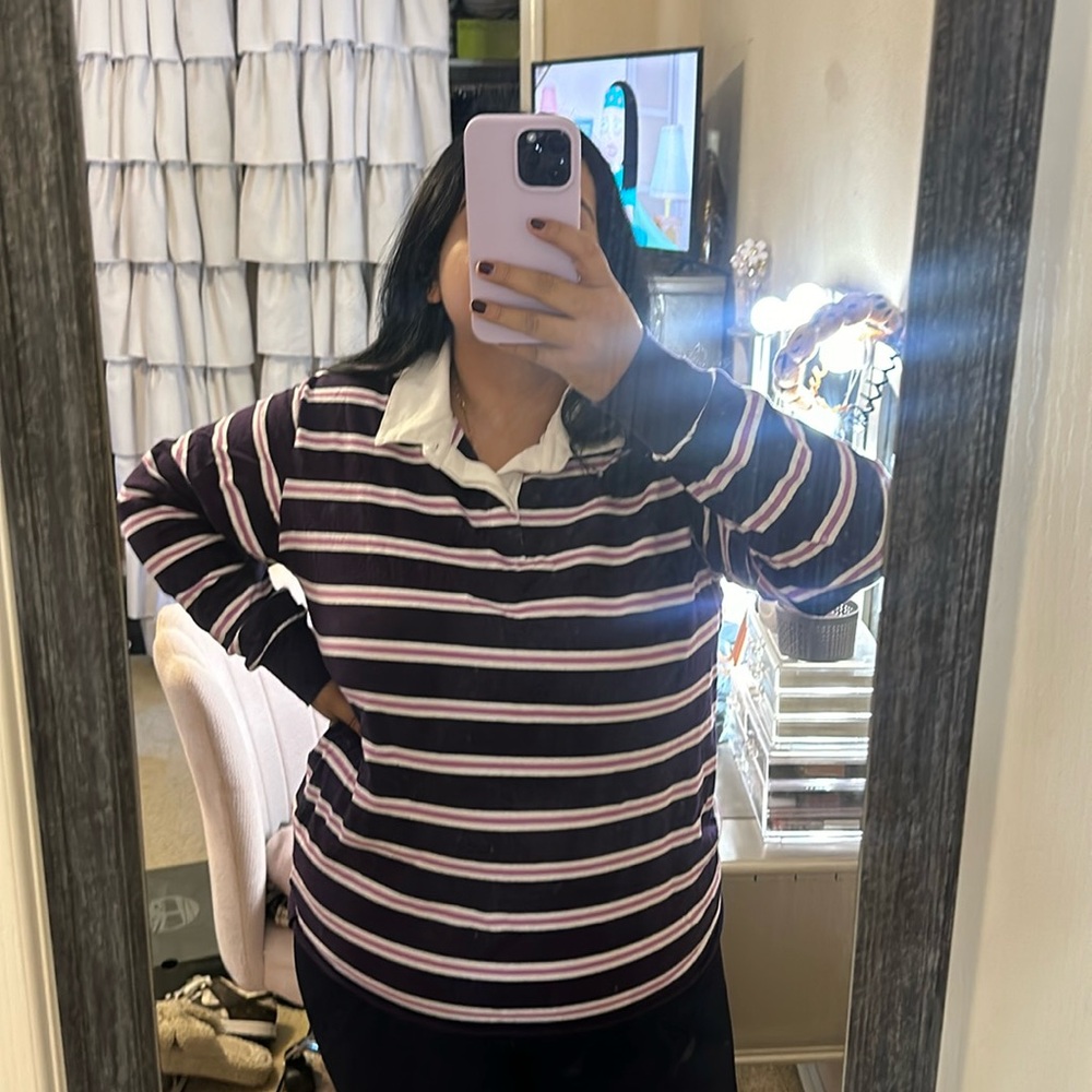 Purple Stripped long sleeve Shirt